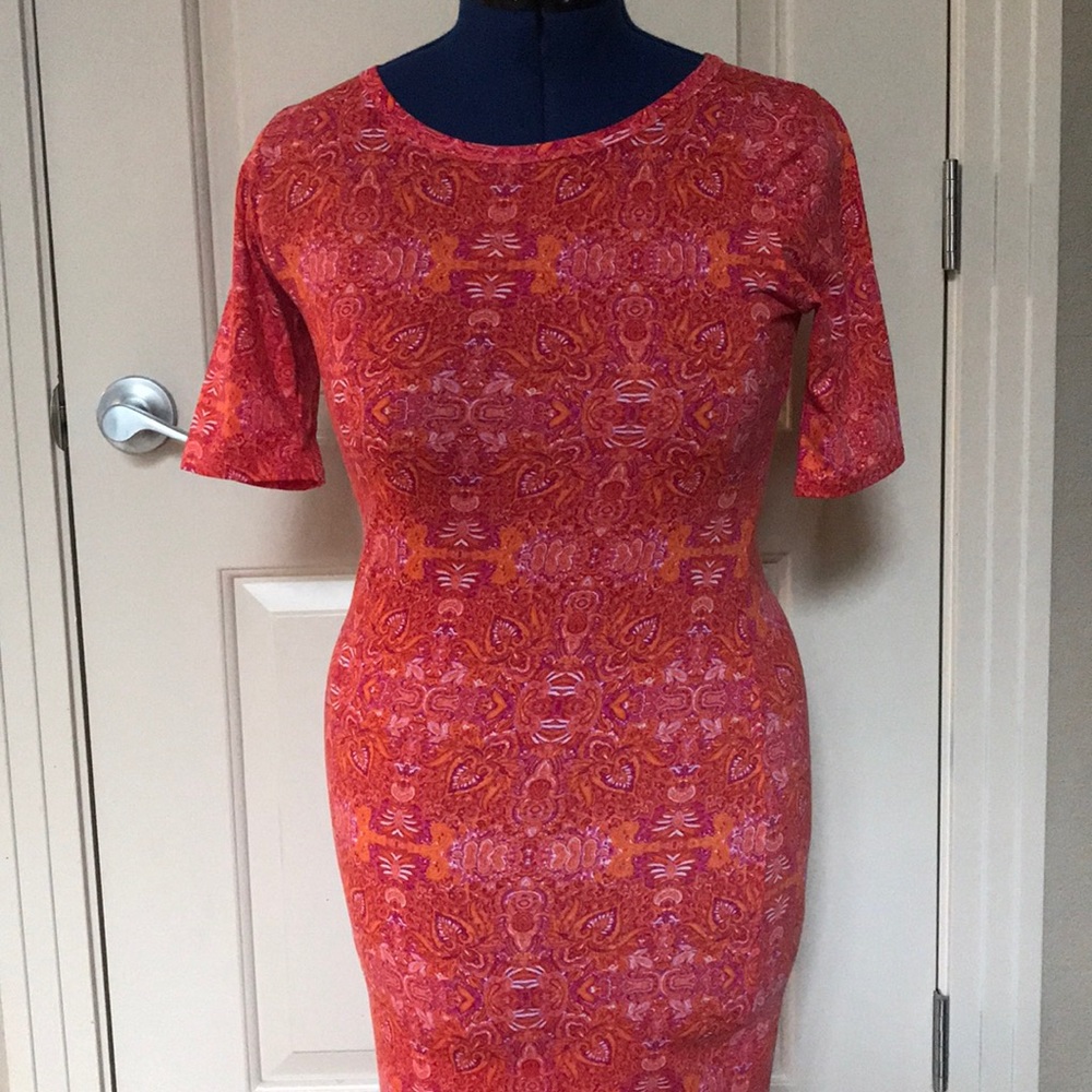 Orange and pink patterned LuLa Roe dress